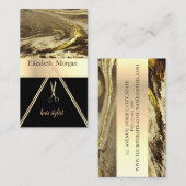 Modern Elegant Brown Marble Gold Black, schaar Visitekaartje (Voorkant / Achterkant)