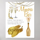 Modern Elegant Bruids Brunch Mimosa Bar Bord Poster (Voorkant)