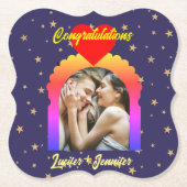 Modern Elegant Bruiloft Custom Foto Onderzetters G (Voorkant)