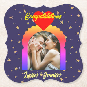 Modern Elegant Bruiloft Custom Foto Onderzetters G