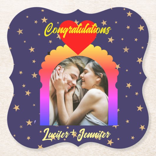 Modern Elegant Bruiloft Custom Foto Onderzetters G (Voorkant)