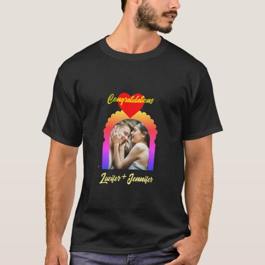 Modern Elegant Bruiloft Custom Foto Unisex T-shirt (Voorkant)