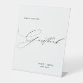 Modern Elegant Bruiloft Gast Boek Teken Reclamebord Met Voetstuk (Voorkant)