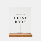 Modern Elegant Bruiloft Gastenboek Acryl Bord (Voorkant)