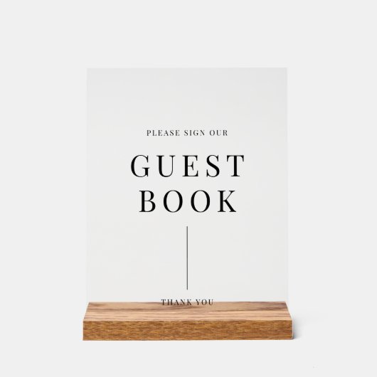 Modern Elegant Bruiloft Gastenboek Acryl Bord (Voorkant)