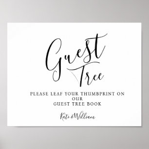 Modern elegant bruiloft gastenboek Tree SIGN Poster