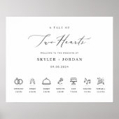 Modern Elegant Bruiloft Welkomstbord met Tijdlijn Poster (Voorkant)