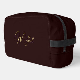 Modern Elegant Bruin Goud Monogram Reis Cosmetisch Toilettasje