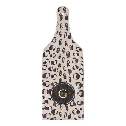 Modern elegant bruin het patroonmonogram van de snijplank (Voorkant)