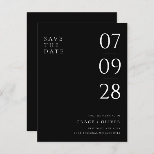 Modern Elegant Budget Bruiloft Save the Date Aankondigingskaart (Voorkant / Achterkant)