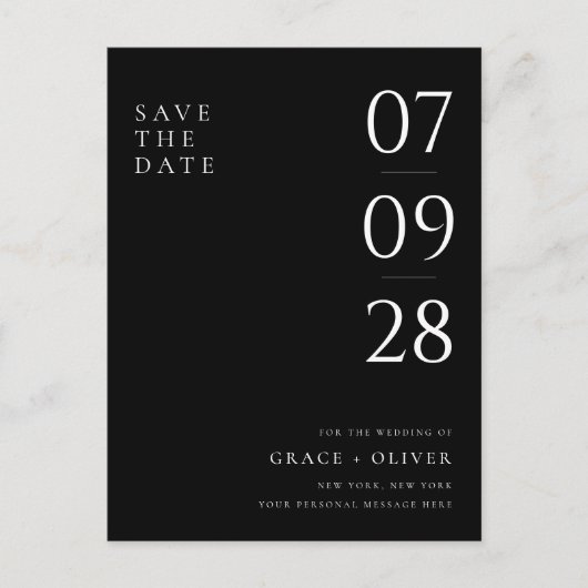 Modern Elegant Budget Bruiloft Save the Date Aankondigingskaart (Voorkant)