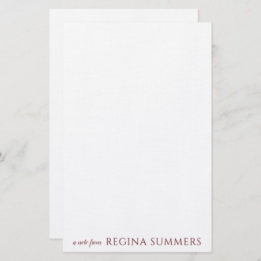 Modern Elegant Burgundy - Aangepaste schrijfkunst Briefpapier (Voorkant / Achterkant)