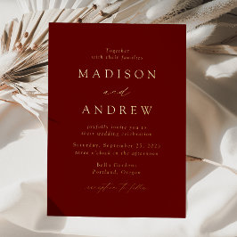 Modern Elegant Burgundy and Gold Wedding Folie Uitnodiging