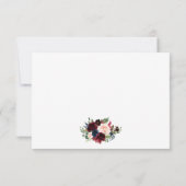 Modern Elegant Burgundy Blue Floral Wedding Gold RSVP Kaartje (Achterkant)