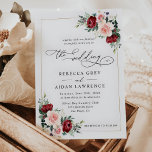 Modern Elegant Burgundy Blush Floral Wedding Kaart<br><div class="desc">Dit elegante Romantic Blooms collectie is voorzien van waterverf-schotwit en bloemen met groene bladeren in combinatie met een klastige serif en een delicaat sans lettertype in zwart,  en stoffig roos terug met een aanpasbaar monogram. Overeenkomende objecten beschikbaar.</div>