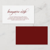 Modern elegant Burgundy, bruiloft Honeymoon Wish Informatiekaartje (Voorkant / Achterkant)