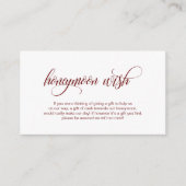 Modern elegant Burgundy, bruiloft Honeymoon Wish Informatiekaartje (Voorkant)