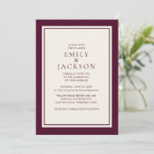Modern Elegant Burgundy Cream Wedding Kaart (Staand voorkant)