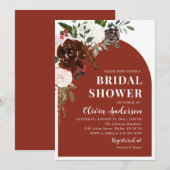 Modern Elegant Burgundy Floral Vrijgezellenfeest Kaart (Voorkant / Achterkant)