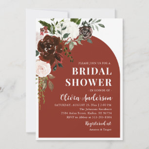 Modern Elegant Burgundy Floral Vrijgezellenfeest Kaart