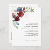 Modern Elegant Burgundy Floral Vrijgezellenfeest Uitnodiging Briefkaart (Voorkant / Achterkant)