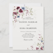 Modern Elegant Burgundy Floral Wedding Kaart (Voorkant)