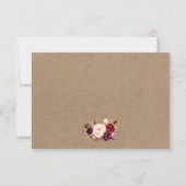 Modern Elegant Burgundy Floral Wedding Kraft RSVP Kaartje (Achterkant)