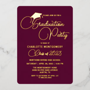 Modern Elegant Burgundy Folie Afstuderen Feestdagenkaart