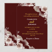 Modern Elegant Burgundy & Gold Floral Wedding Kaart (Voorkant / Achterkant)