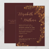Modern Elegant Burgundy Gold Quote Floral Wedding Kaart (Voorkant / Achterkant)