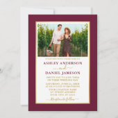 Modern Elegant Burgundy Gold Wedding Kaart (Voorkant)