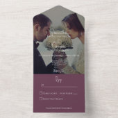 Modern Elegant Burgundy Photo No Dinner All In One Uitnodiging (Binnen)