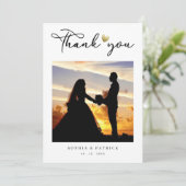 Modern Elegant Burgundy Photo Wedding Bedankkaart (Staand voorkant)