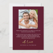 Modern Elegant Burgundy Photo Wedding Bedankkaart (Achterkant)