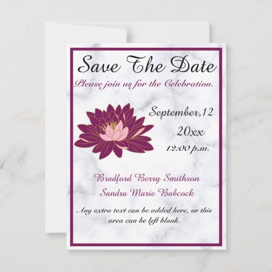 Modern Elegant, Burgundy Pink Marble Save The Date (Voorkant)
