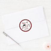 Modern Elegant Burgundy Red Typography Afstuderen Ronde Sticker (Envelop)