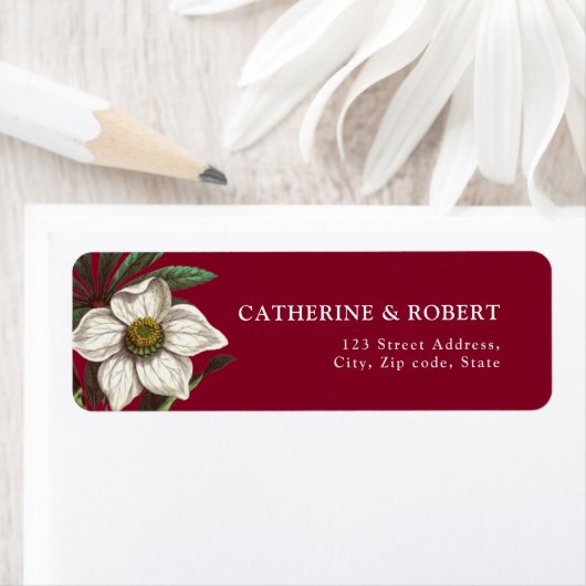 Modern Elegant Burgundy Red White Roos Etiket (Insitu)