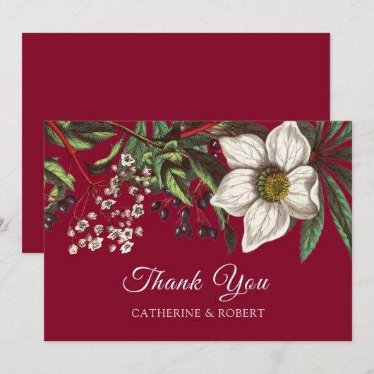 Modern Elegant Burgundy Red White Roos Kaart (Voorkant / Achterkant)