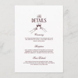 Modern Elegant Burgundy Wedding Details  Informatiekaartje