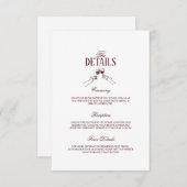 Modern Elegant Burgundy Wedding Details Informatiekaartje (Voorkant / Achterkant)