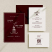 Modern Elegant Burgundy Wedding Details Informatiekaartje