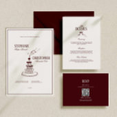 Modern Elegant Burgundy Wedding Details Informatiekaartje