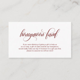 Modern elegant Burgundy Wedding Honeymoon Fund Informatiekaartje
