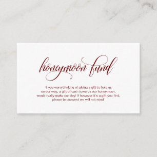 Modern elegant Burgundy Wedding Honeymoon Fund Informatiekaartje