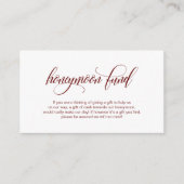 Modern elegant Burgundy Wedding Honeymoon Fund Informatiekaartje (Voorkant)