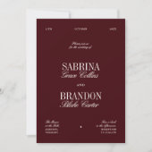 Modern Elegant Burgundy Wedding Kaart (Voorkant)