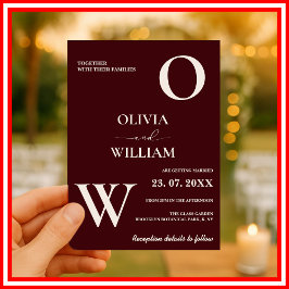 Modern Elegant Burgundy Wedding Kaart