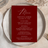 Modern Elegant Burgundy Wedding Menu