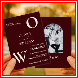 Modern Elegant Burgundy Wedding Photo Kaart