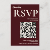 Modern Elegant Burgundy Wedding QR CODE RSVP Informatiekaartje (Voorkant)